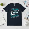 I love someone with PCOS TO THE MOON & back TO INFINITY & beyond text design on a navy t-shirt