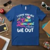I LOVE YOU ALL Class Dismissed #Teachers WE OUT text design on a blue t-shirt with rocket and books graphic