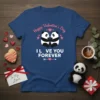I LOVE YOU FOREVER Valentine's Day t-shirt with two hugging pandas and pink hearts