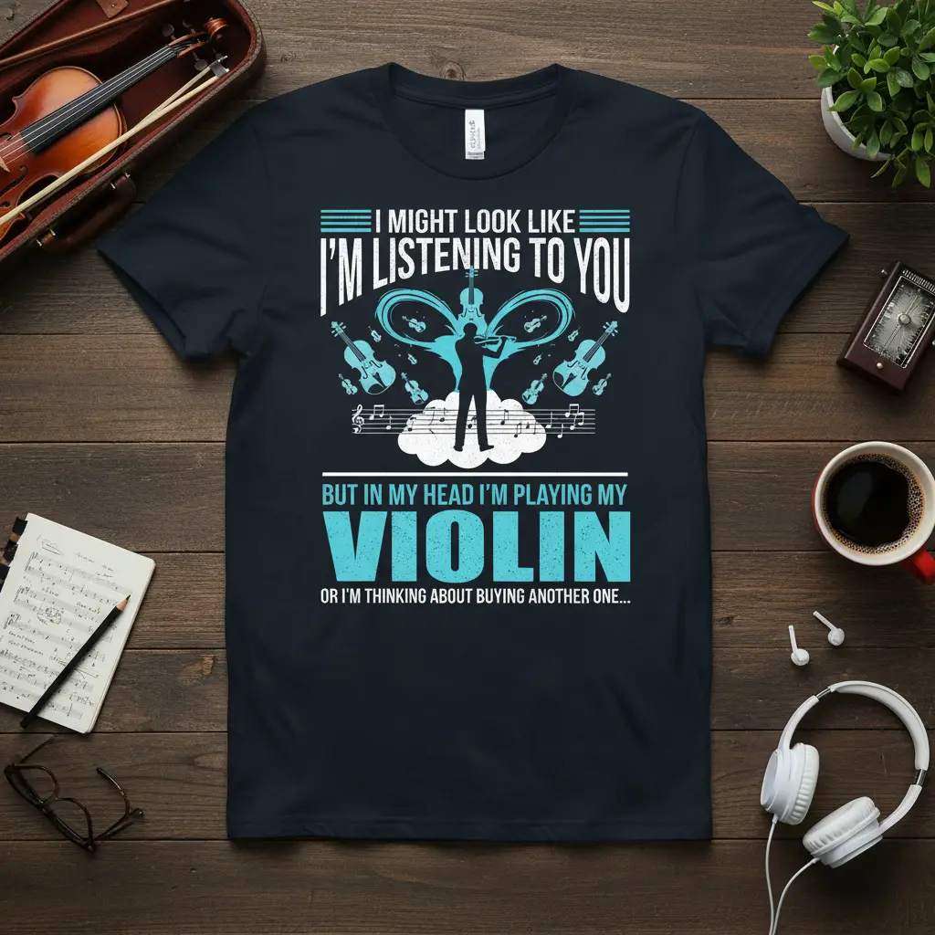 I Might Look Like I’m Listening Violin T-Shirt Music Lover Gift
