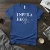 I Need A Hug e Glass Of Wine text design with a graphic of hands holding a wine glass