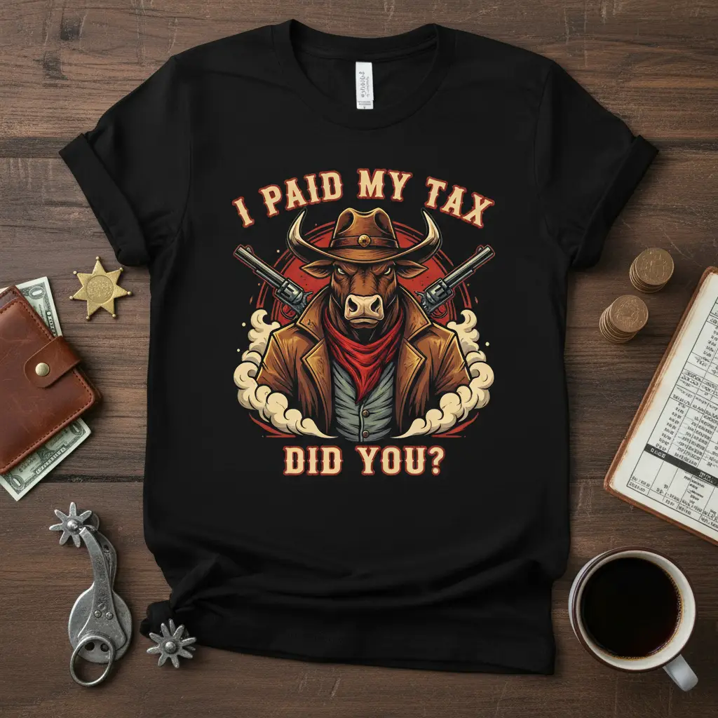 I Paid My Tax Did You? Funny Bull Cowboy T-Shirt