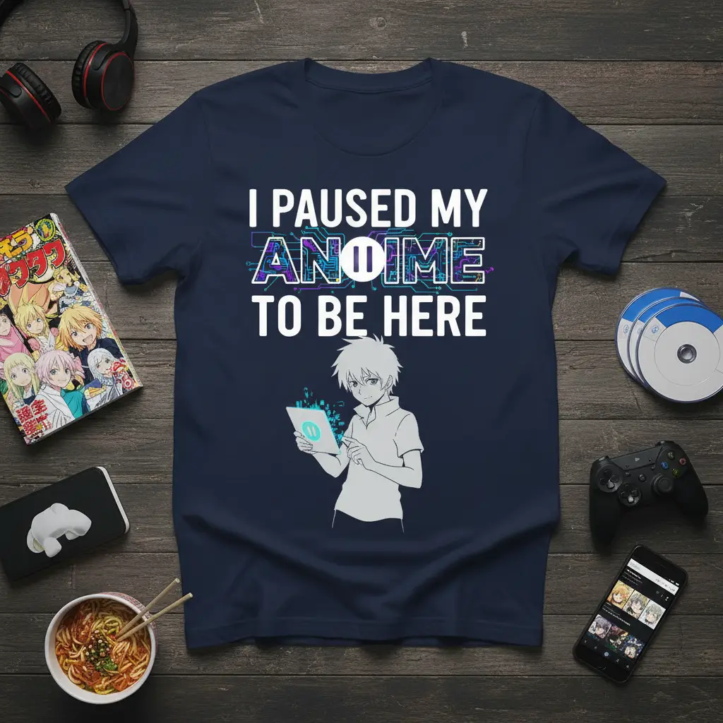 I Paused My Anime to Be Here T-Shirt Funny Gamer Gift