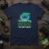I paused my GAME to be here gamer t-shirt with a rocket graphic and pixelated text