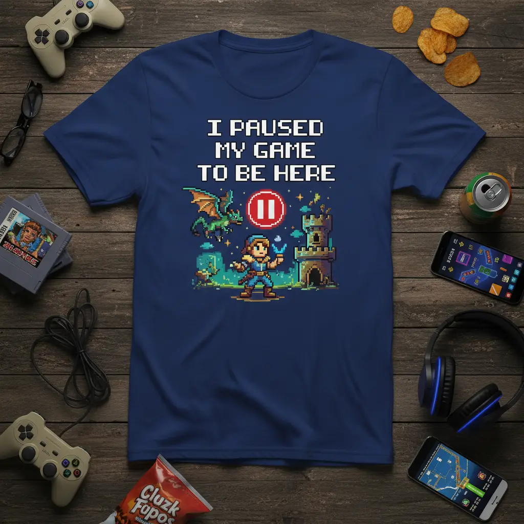 I Paused My Game to Be Here Gamer T-Shirt Retro Gaming Gift