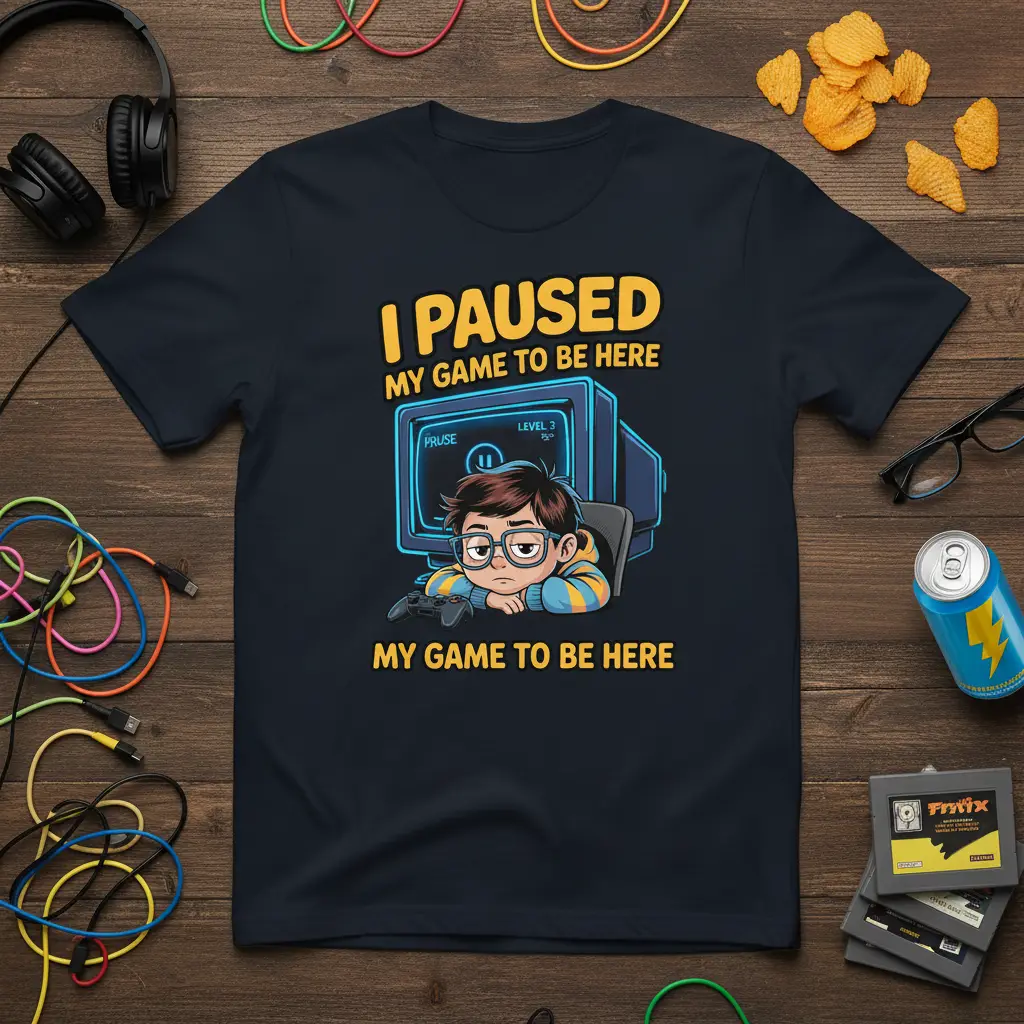 I Paused My Game to Be Here T-Shirt Funny Gamer Gift