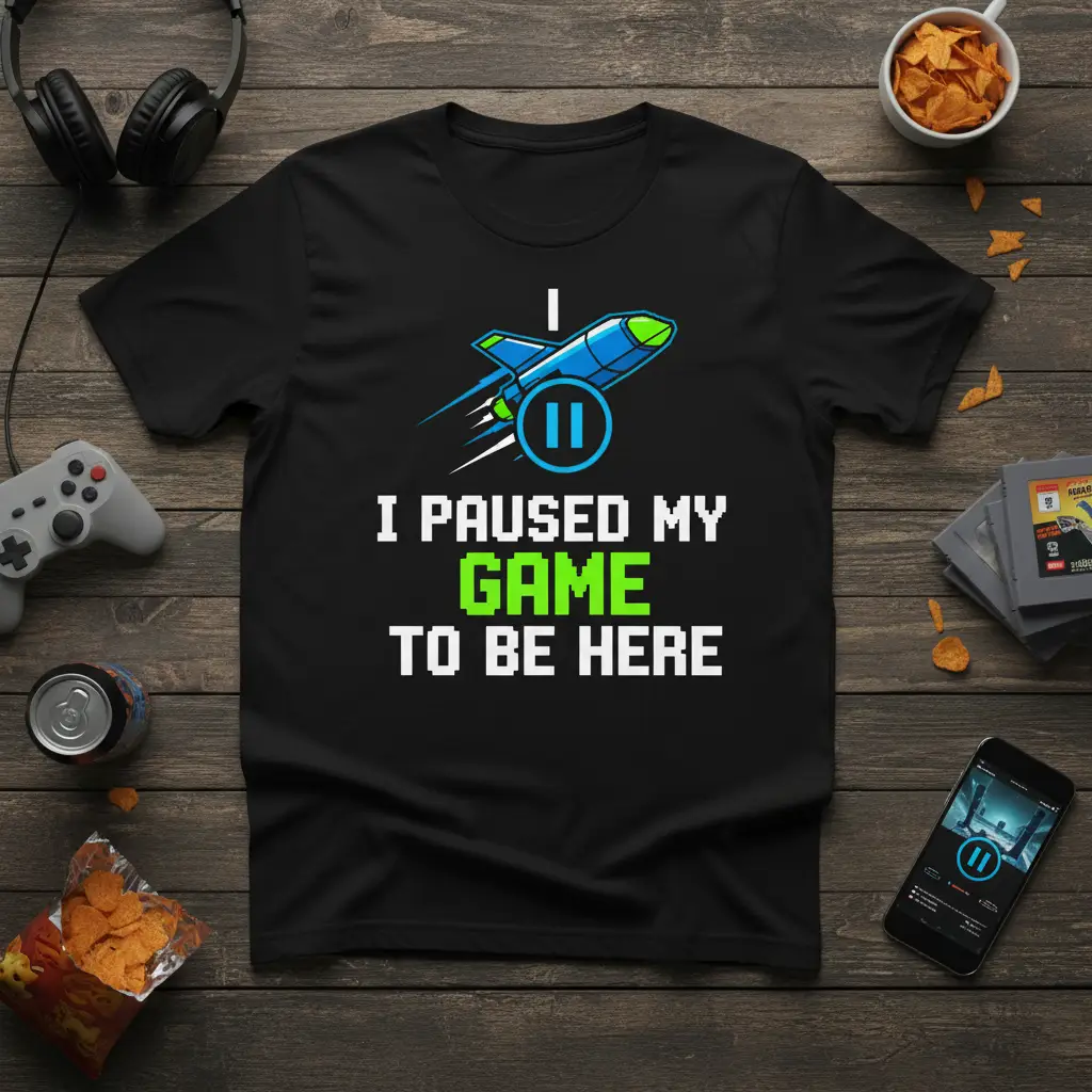 I Paused My Game to Be Here T-Shirt Funny Gamer Gift