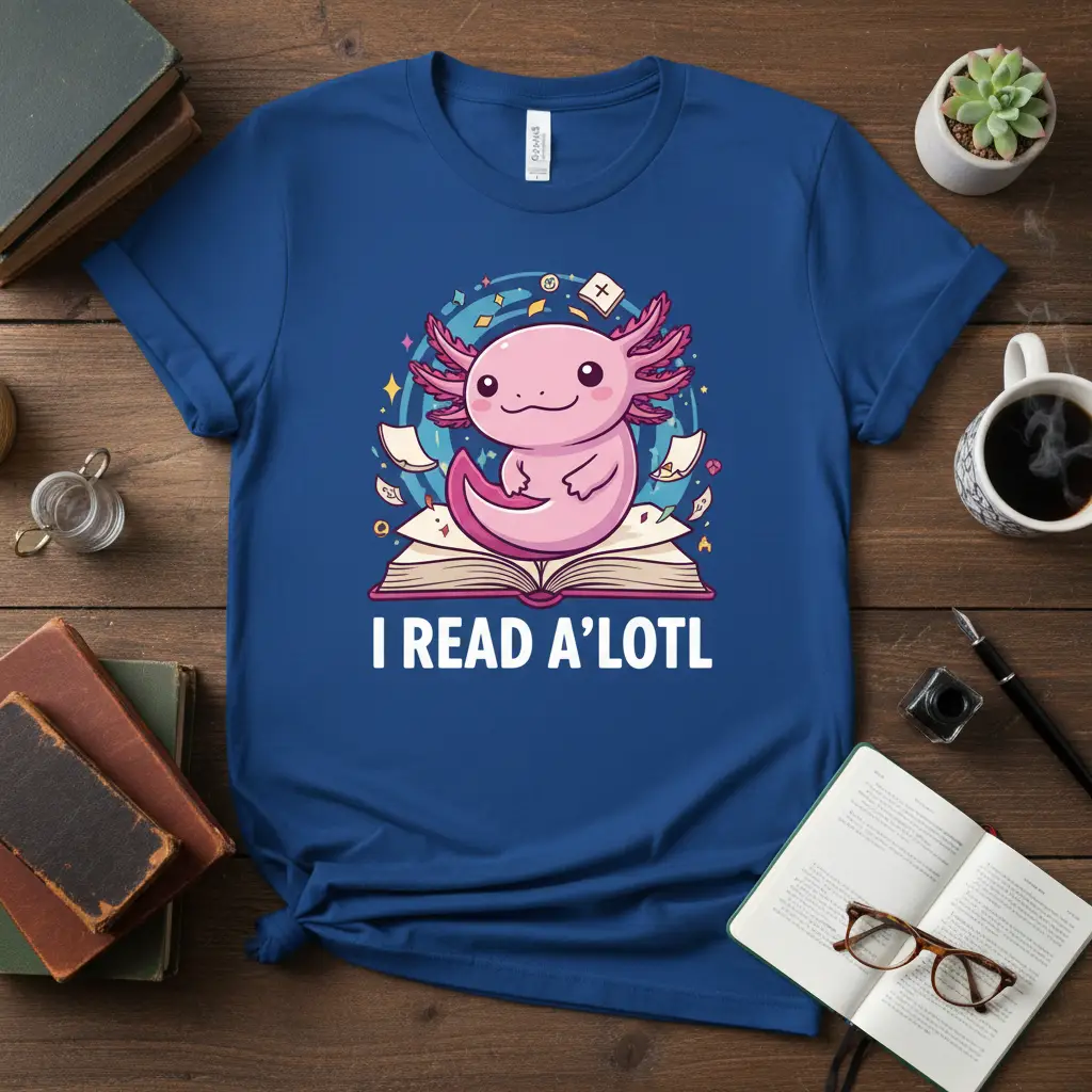 I Read A’lotl Axolotl Bookworm T-Shirt Funny Reader Gift