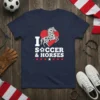 I Really Soccer and Horses T-Shirt design featuring a heart with a horse made of soccer balls and text "I