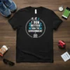 I RUN BETTER THAN THE GOVERNMENT quote on a black t-shirt with running graphics and a government building icon