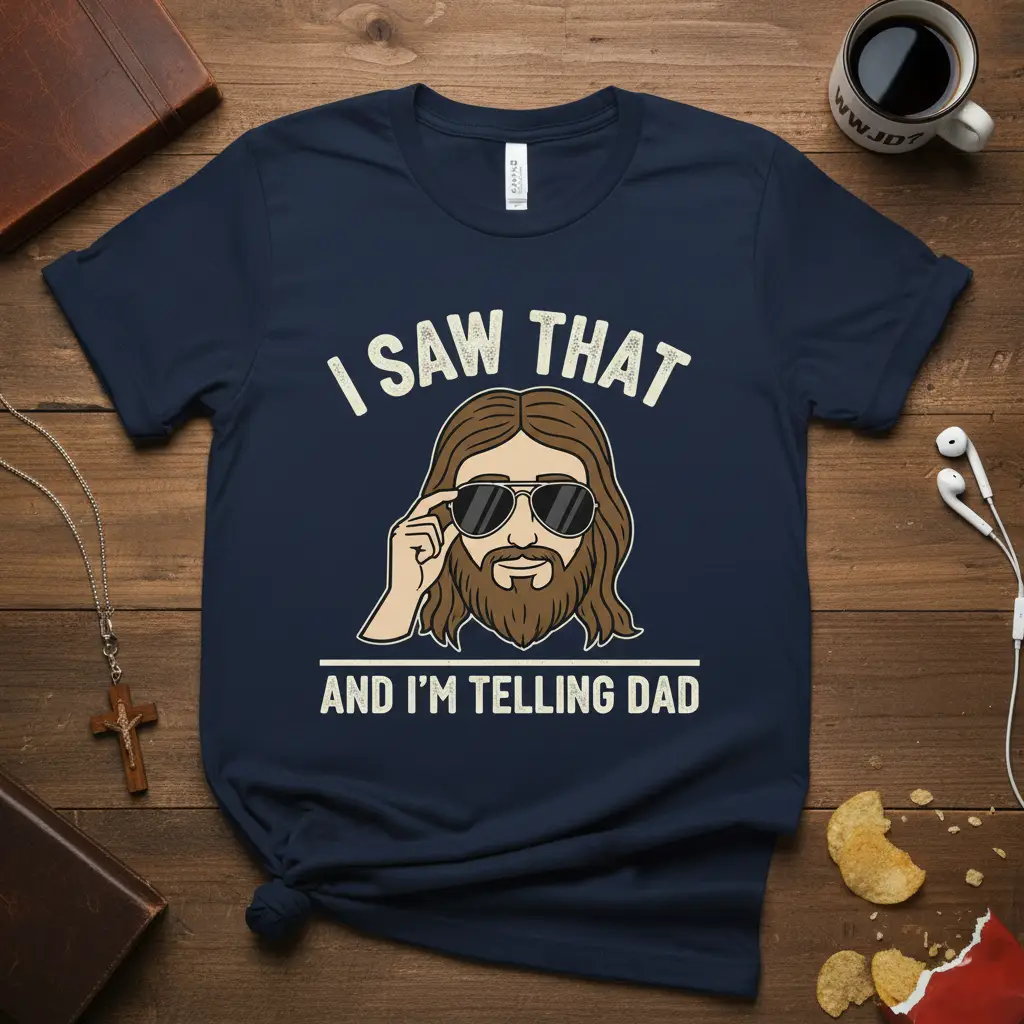 I Saw That and I’m Telling Dad Funny Jesus Tee