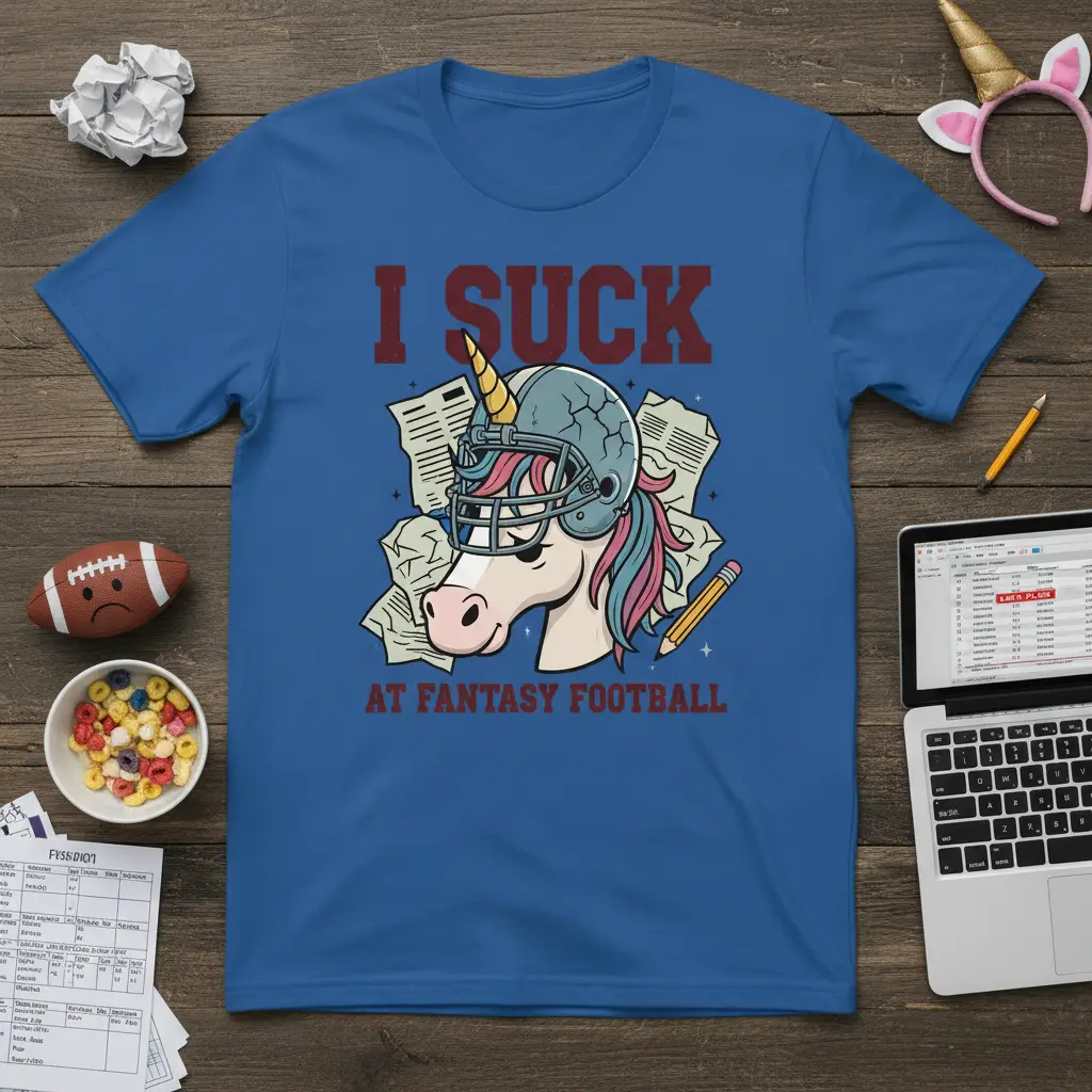 I Suck at Fantasy Football Unicorn T-Shirt Funny Gift