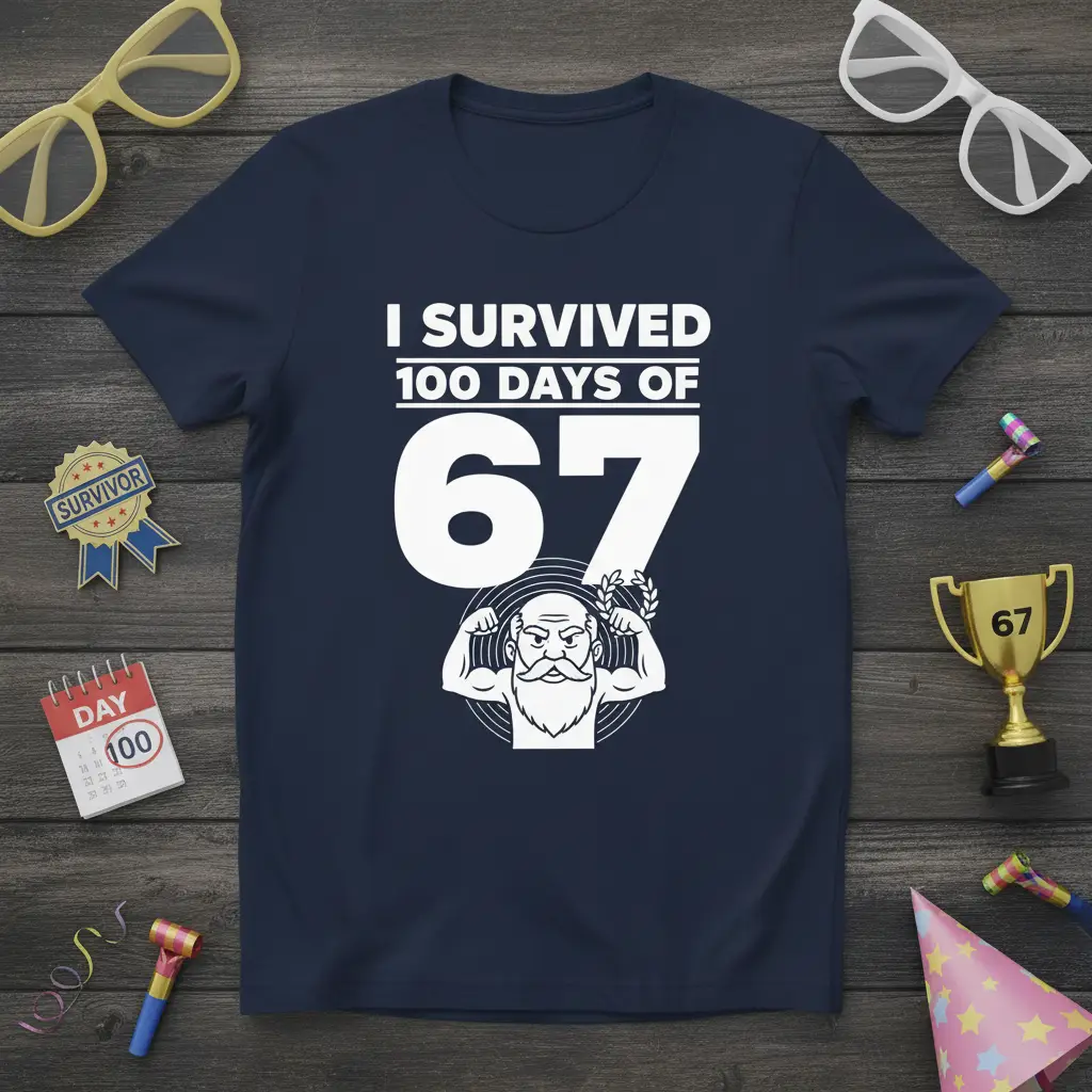 I Survived 100 Days of 67 T-Shirt Kindergarten Fun