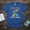 I Survived 67 Days Of School t-shirt with knight holding trophy design