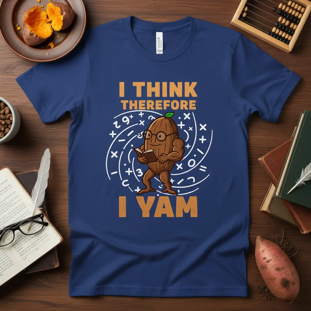 I Think Therefore I Yam Funny Pun T-Shirt Math Lover Gift