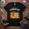 I think you're OVERREACTING funny chemistry quote on a black t-shirt with cartoon lab flasks