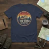 I Tow Things And I Know Things text with a vintage style graphic of a tow truck and RV trailer