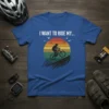 I Want To Ride My... text above a silhouette of a mountain biker riding downhill against a sunset graphic