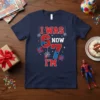 I Was 6 Now 7 I'm Spiderman Birthday T-Shirt design with large numbers 6 and 7, spider webs, and gift