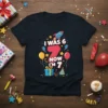 I Was 6 Now I'm 7 birthday t-shirt design with rocket, balloons, and gift graphic for kids turning seven