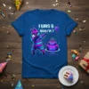 I Was 6 Now I'm 7 birthday t-shirt with a dabbing llama, birthday cake, and balloon graphic