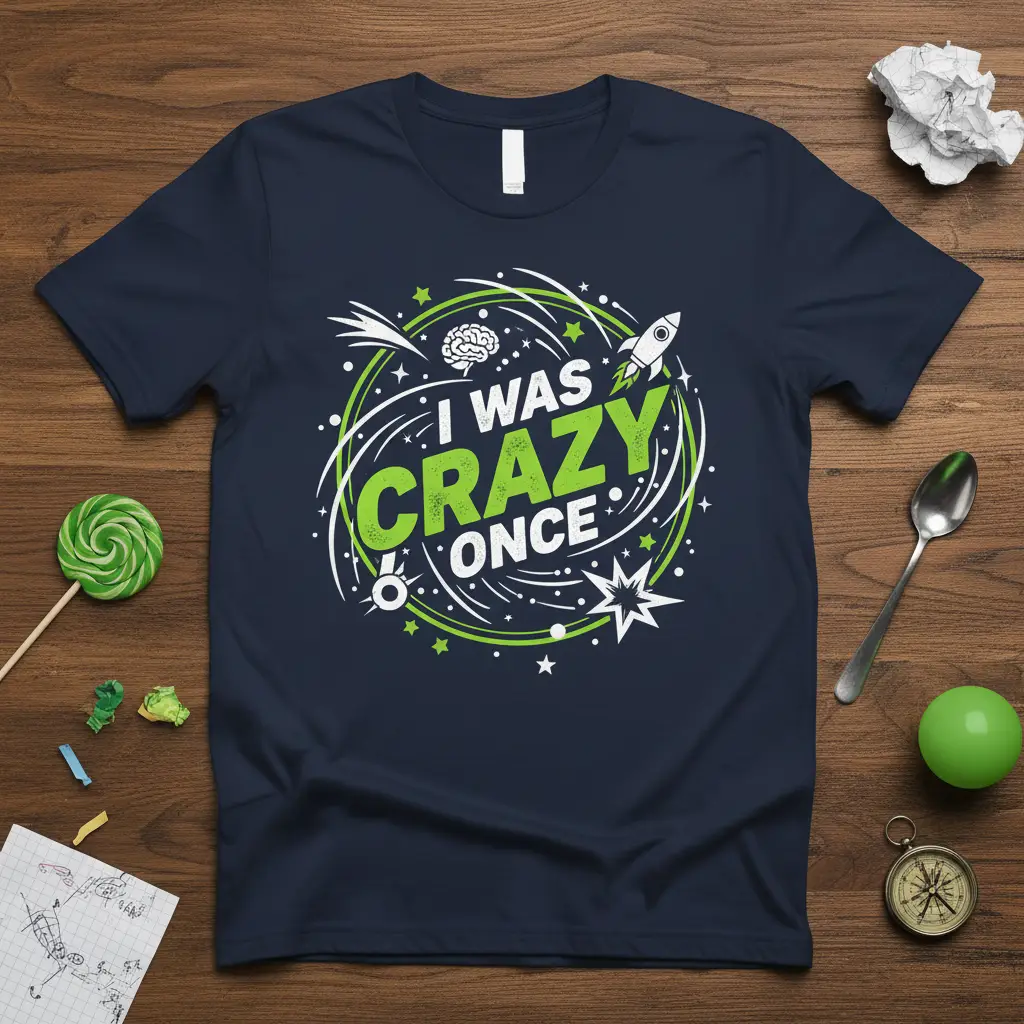 I Was Crazy Once Funny Quote T-Shirt Quirky Gift Idea