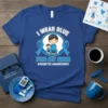 I Wear Blue For My Mom #Diabetes Awareness text with cartoon mom and child surrounded by blue ribbons