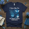 I Wear Blue For Von Hippel-Lindlau Awareness T-Shirt design with blue ribbons, butterflies, a tree, and a gnome