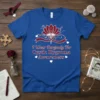 T-shirt with burgundy text "I Wear Burgundy For Cystic Hygroma Awareness" and lotus graphic