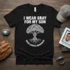 I Wear Gray For My Son Brain Cancer Awareness T-Shirt with tree and gray ribbon graphic