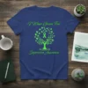 I Wear Green For Depression Awareness T-Shirt with a green tree graphic and birds