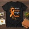 I Wear Orange In Memory Of My Sister t-shirt with orange ribbon and butterflies design