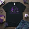 T-shirt with purple ribbon, heartbeat line, and text "I Wear Purple For Muco­lidid­oses Awareness"