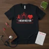 T-shirt with "I Wear Red For Tuberculosis Awareness" text, red ribbon, lungs, and heartbeat graphic