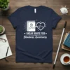 I Wear White For Blindness Awareness t-shirt with white ribbon, book, and heart monitor graphic