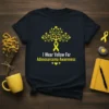 T-shirt with yellow ribbon and text 'I Wear Yellow For Adenosarcoma Awareness' for cancer support