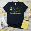 I Wear Yellow For Craniofacial Acceptance Awareness t-shirt with yellow ribbon and heartbeat graphic