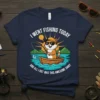 Cat fishing in a boat with the text "I Went Fishing Today And All I Got Was This Awesome Shirt"