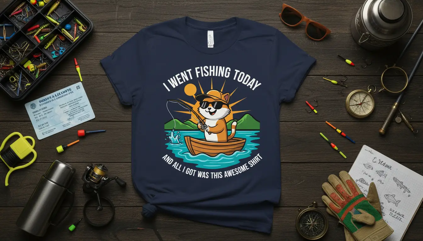 I Went Fishing Today Cat Fishing T-Shirt Funny Angler Gift
