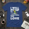 I Will Poop On Everything You Love funny parrot t-shirt design with gaming controllers and books