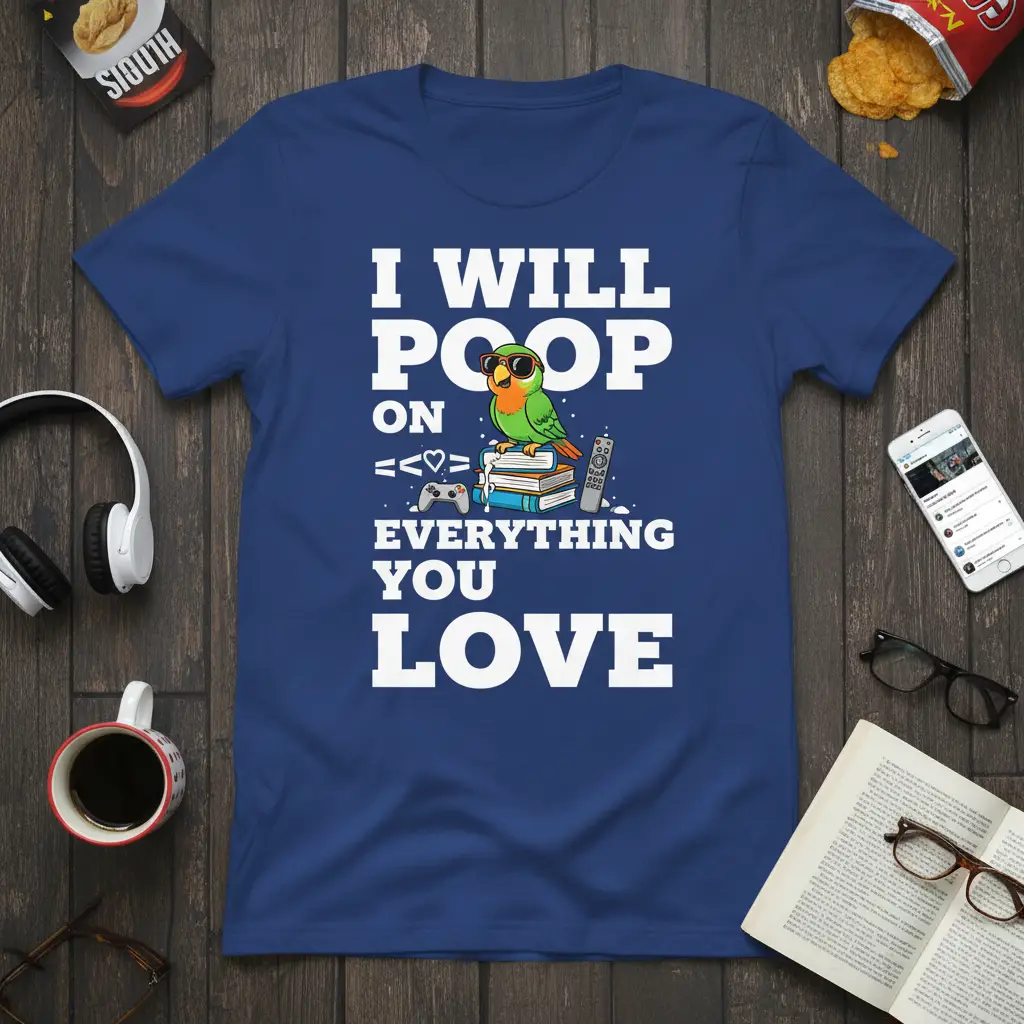 I Will Poop on Everything You Love Funny Parrot T-Shirt