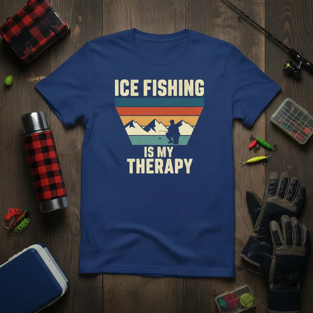 Ice Fishing Is My Therapy T-Shirt Funny Winter Angler Gift