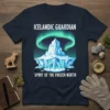 T-shirt featuring the text "Icelandic Guardian Spirit of the Frozen North" with an illustration of an iceberg under the aurora