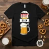 Ich Bier German text with beer mug graphic on black t-shirt design