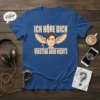 T-shirt with "Ich höre dich verstehe aber nichts" German text and cartoon man with large ears