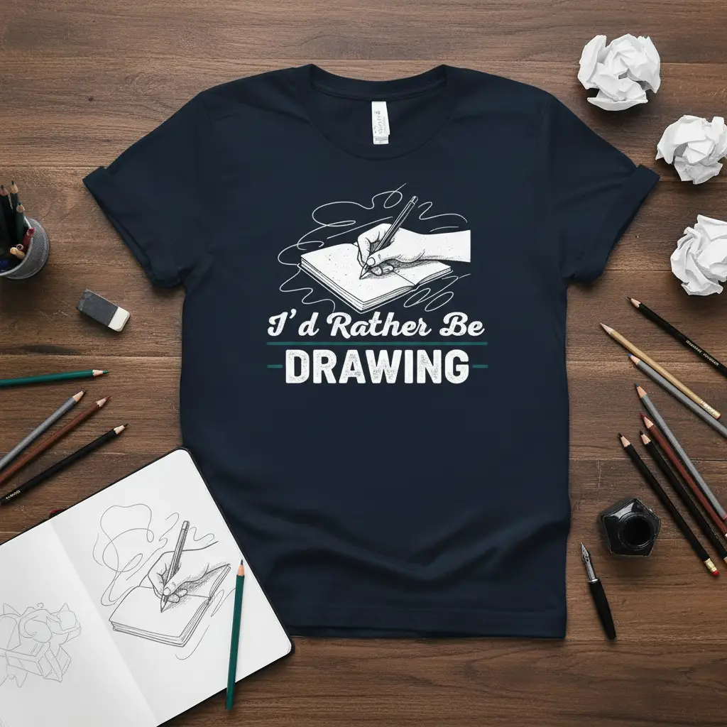 I’d Rather Be Drawing T-Shirt Artist Gift for Creatives