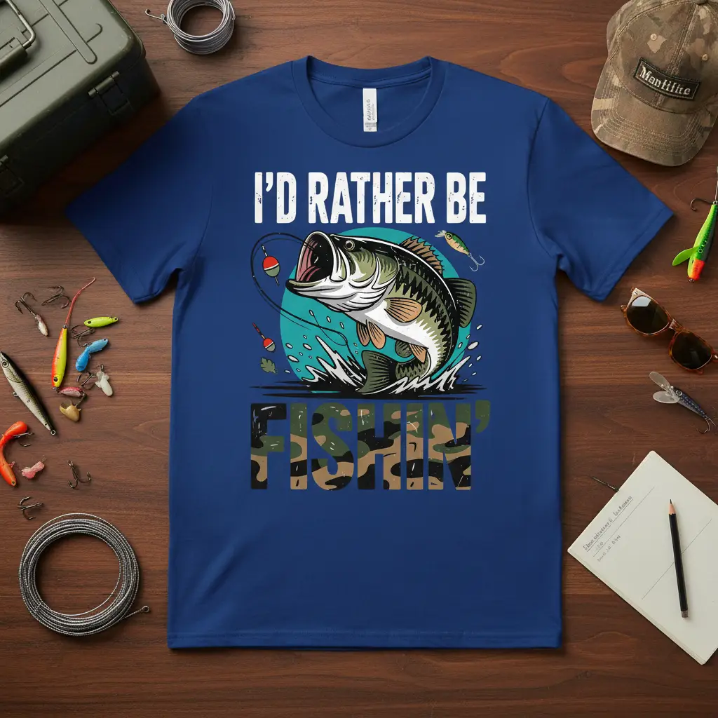 I’d Rather Be Fishin’ T-Shirt Angler Gift for Fishermen