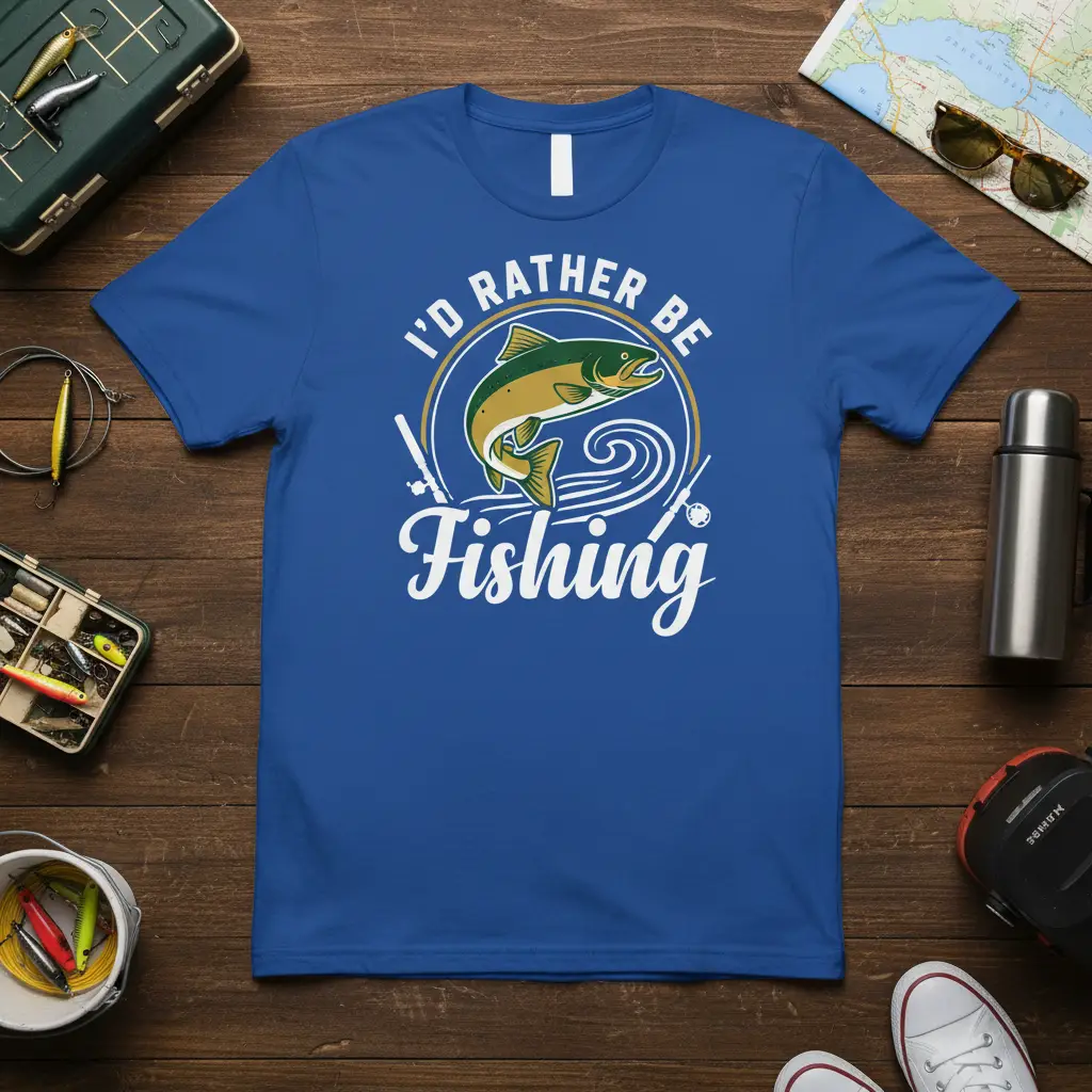 I’d Rather Be Fishing T-Shirt Angler Gift for Outdoorsmen