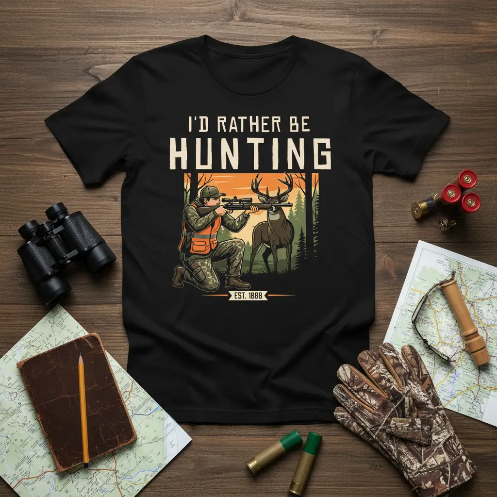 I’d Rather Be Hunting T-Shirt Deer Hunter Gift Idea