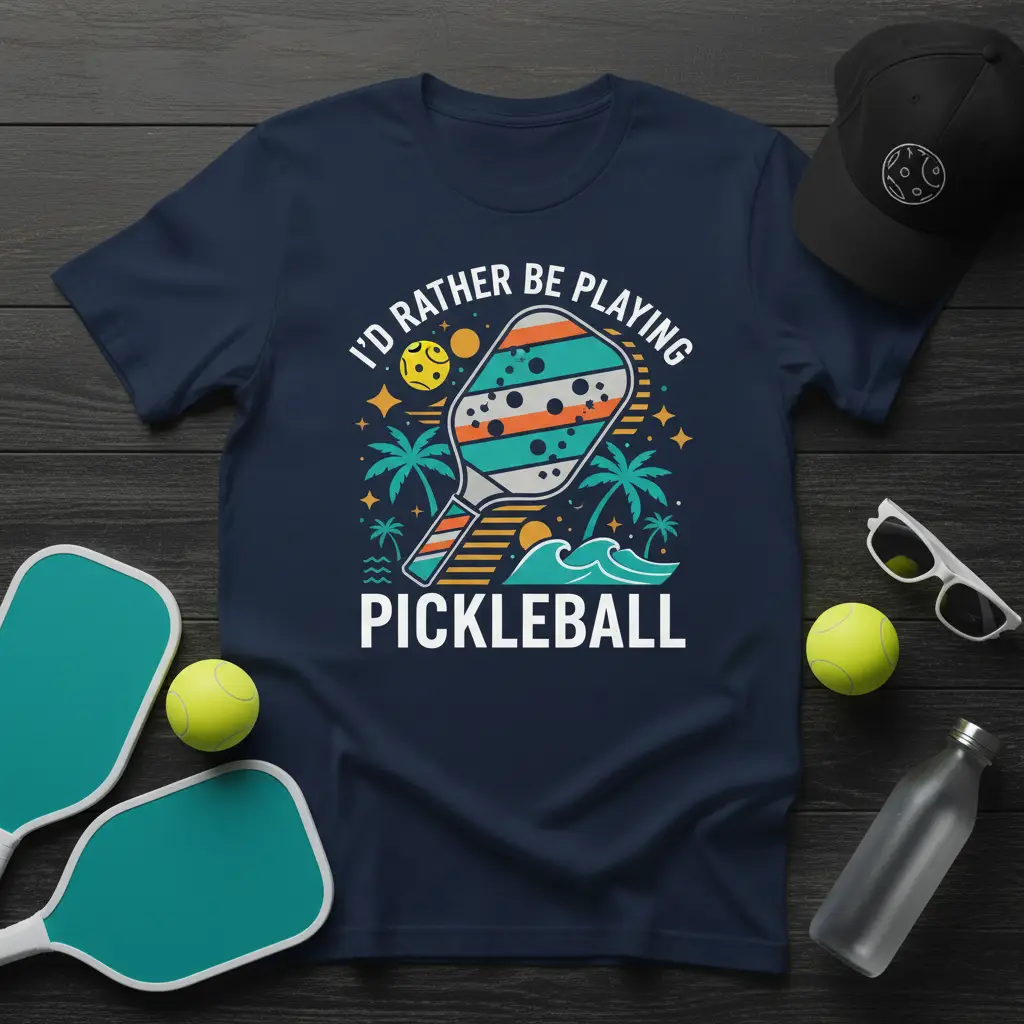 I’d Rather Be Playing Pickleball T-Shirt Fun Court Gift